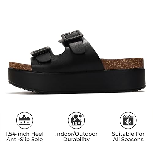 4189OuWu-AL.jpg Wedge Platform Sandals For Women 2025 - Memory Foam Insole & Cork Footbed Platform Heel Slides for Women Footwear - Beach