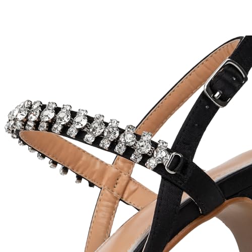 41A94O06O3L.jpg Womens Heels Sandals Sparkly Dress Shoes Low Kitten Heel Rhinestone Bride Wedding Shoes Black Silver Gold White