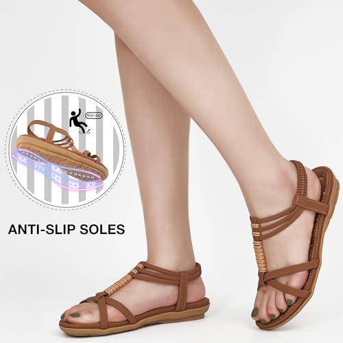 41D6dmpEBCL.jpg Womens Sandals Summer Dressy Gladiator Flat Comfortable Walking Shoes Non Slip Casual Beach Ladies Sandal