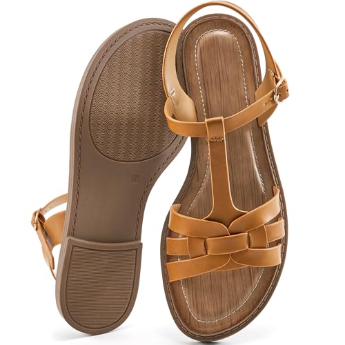 41JsNfjkyuL.jpg Women's Flat Sandals Dressy: Summer Gladiator Dress Sandals 2025 Comfortable Slip On Walking Beach Footwear Slingback