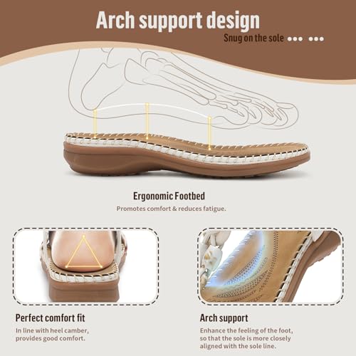41JsoH8VqjL.jpg Women Sandals Arch Support Handmade Bohemian Braided Flat Sandals Comfort Walking Beach Ankle Elastic Summer Shoes