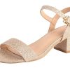 Women's Open Toe Ankle Strap Glitter Low Block Chunky Heels Sandals Dress Pumps Shoes