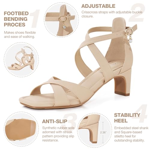 41LTFrnXEL.jpg Womens Chunky Low Heels Comfortable Open Toe Ankle Strap Heeled Sandals Strappy Block Heels Dress Shoes for Wedding Bridal