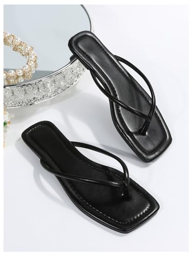 41P-iTXxuFL.jpg Women's Square Open Toe Flip Flop Minimalist Thong Flat Sandals Slide On Summer Vacation 2025 Dressy Shoes