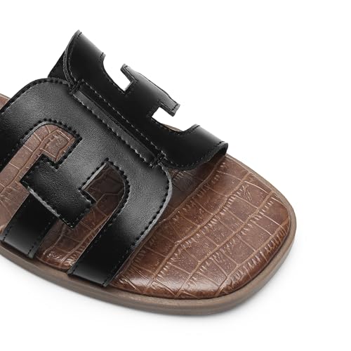41TsAHbjwL.jpg Women's Slip-on Slides Open Toe Dressy Flat Slide Sandals Fashion Classic Summer Beach Slippers