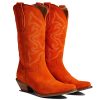 Cowboy Boots Women Embroidered Mid Calf Western Boots Stacked Low Heel Pointed Toe Pull On Cowgirl Boot 4-11 M US