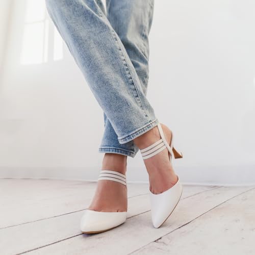 Women's Slingback Kitten Heels Pointed Closed Toe Low Stiletto Heels Dress Pumps Shoes for Women Comfortable Low Heeled Sandals