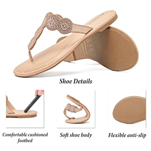 41at2jr5ESL.jpg Women's Flat Slide Sandals - Casual Bling Bohemian Thong Slip on Summer Flat Sandals.