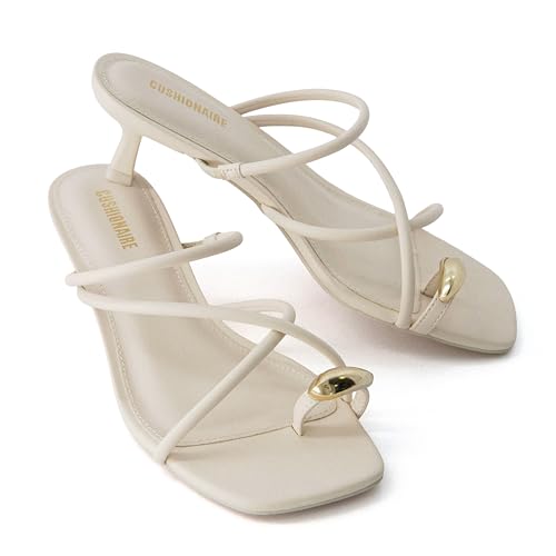 41d3eYxdYL.jpg Maui Strappy Womens Sandals with Kitten Heels ?C Vegan Leather Slip On Dress Sandals for Women, Square Toe Wedding Shoes