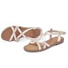 41hwJZ6IHQL.jpg Women's Flat Slide Sandals-Adjustable Double Elastic Bands,Crossover Straps,Fashion Casual Summer Flat Sandals.