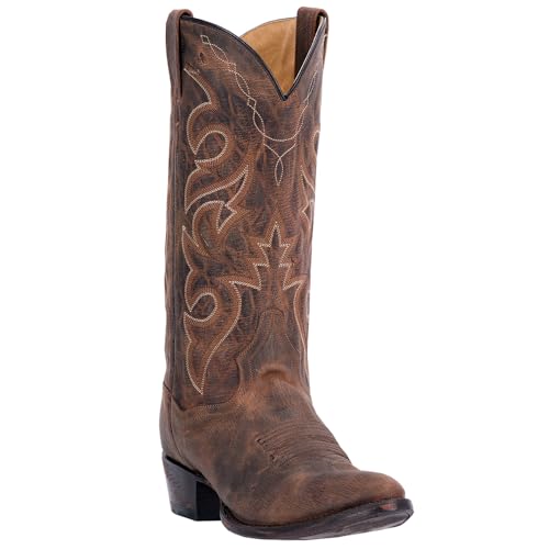 Mens Renegade Embroidered Round Toe Casual Boots Mid Calf - Brown
