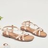 41uTUcKp4EL.jpg Women's Flat Slide Sandals-Adjustable Double Elastic Bands,Crossover Straps,Fashion Casual Summer Flat Sandals.