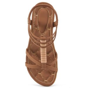 Womens Sandals Summer Dressy Gladiator Flat Comfortable Walking Shoes Non Slip Casual Beach Ladies Sandal