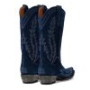 41w-FlwcPwL.jpg Vintage Embroidered Cowboy Boots Women Mid Calf Western Boots Suede Low Chunky Stacked Heel Square-Pointy Toe Short Cowgirl