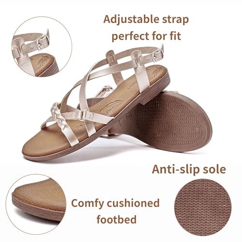 41wB95nBk0L.jpg Women's Flat Slide Sandals-Adjustable Double Elastic Bands,Crossover Straps,Fashion Casual Summer Flat Sandals.