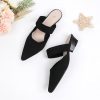 41wjNKmamaL.jpg Pointed Toe Mules for Women Chunky Low Heeled Sandals Breathable Backless Mesh Knit Slip on Loafers