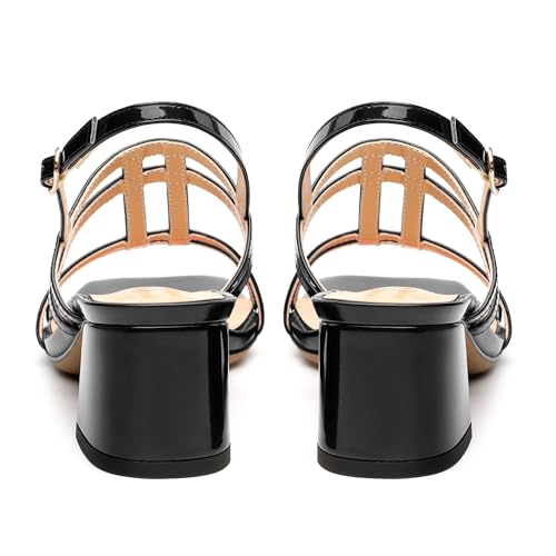 41yIHBwJuiL.jpg Women's Low Heels Strappy Sandals Square Open Toe Ankle Strap Low HeeL Sandals Comfort Dress Party Wedding Shoes 2"