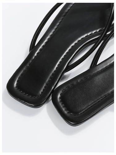 41zcYRQ5erL.jpg Women's Square Open Toe Flip Flop Minimalist Thong Flat Sandals Slide On Summer Vacation 2025 Dressy Shoes