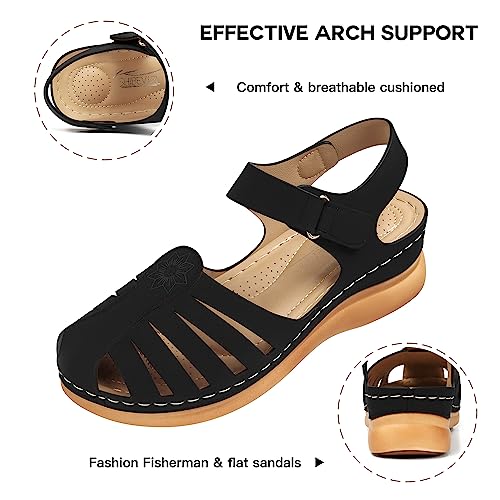 510MtJfP6rL.jpg Women Comfortable Flat Sandals: Dressy Summer Sandal - Closed Toe Fisherman Sandals