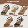 51I6D0Sp6iL.jpg Women Sandals Arch Support Handmade Bohemian Braided Flat Sandals Comfort Walking Beach Ankle Elastic Summer Shoes