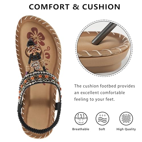 51K1TSbnIoL.jpg Sandals Women Dressy Flats: Bohemian Flat Sandals for Women Comfortable Summer Casual Flip Flops Elastic Ankle Strap