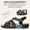 Womens Sandals Flats Comfort Leather Walking Orthopedic Sandals Casual Summer Shoes with Arch Support for Dressy Beach Hiking