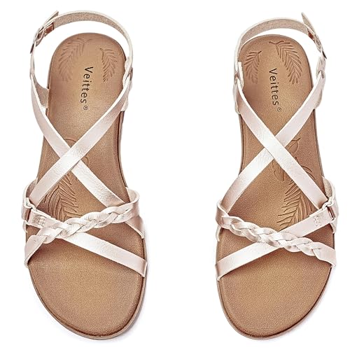51R4mpXJ3wL.jpg Women's Flat Slide Sandals-Adjustable Double Elastic Bands,Crossover Straps,Fashion Casual Summer Flat Sandals.