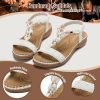 51XAkYK-7EL.jpg Women Sandals Arch Support Handmade Bohemian Braided Flat Sandals Comfort Walking Beach Ankle Elastic Summer Shoes
