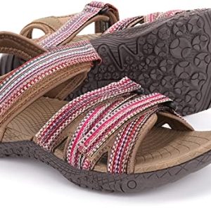 Women’s Hiking Sandals with Arch Support | Adjustable Hook and Loop Straps | Durable Sport Sandals for Outdoor Adventure