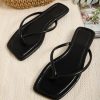 51b3AZbZSbL.jpg Women's Square Open Toe Flip Flop Minimalist Thong Flat Sandals Slide On Summer Vacation 2025 Dressy Shoes