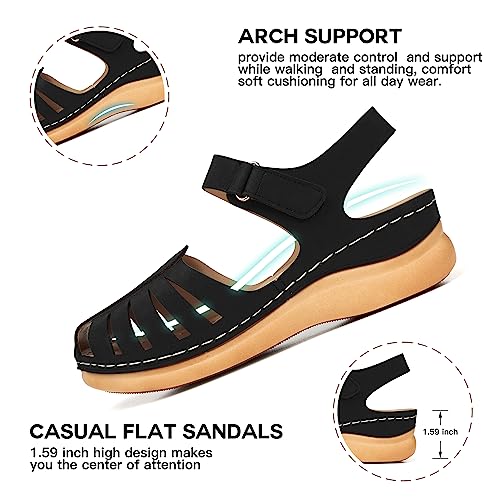 51hux8Bs8UL.jpg Women Comfortable Flat Sandals: Dressy Summer Sandal - Closed Toe Fisherman Sandals