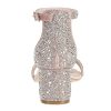 51tCucrnxXL.jpg Sparkly Sandals Women Rhinestone Heels Wedding Shoes for Bride Low Block Strappy Heels Gold Glitter