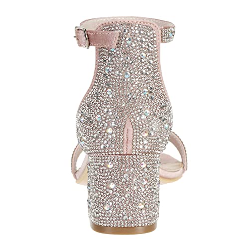 51tCucrnxXL.jpg Sparkly Sandals Women Rhinestone Heels Wedding Shoes for Bride Low Block Strappy Heels Gold Glitter