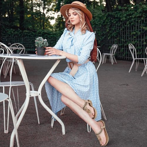 51tPhrp-WbL.jpg Sandals Women Dressy Flats: Bohemian Flat Sandals for Women Comfortable Summer Casual Flip Flops Elastic Ankle Strap