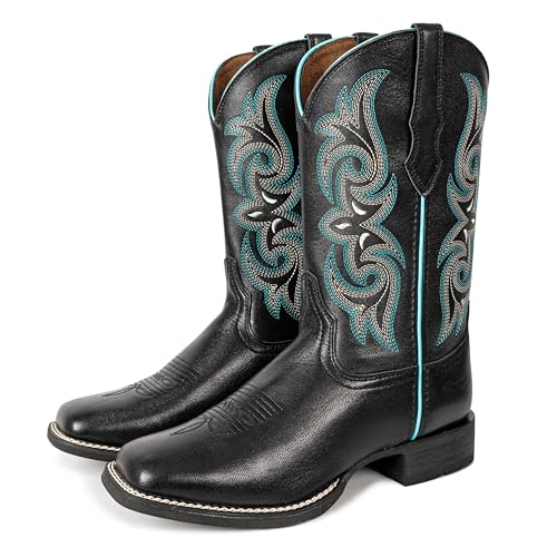 Women Western Boots Hand Painted, Square Toe, Full Grain Cowhide, 4-Layer Composite Sole(PLT203604)