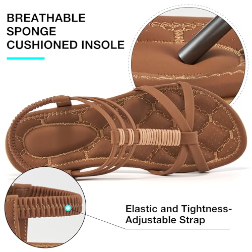 51zk1pIGO-L.jpg Womens Sandals Summer Dressy Gladiator Flat Comfortable Walking Shoes Non Slip Casual Beach Ladies Sandal
